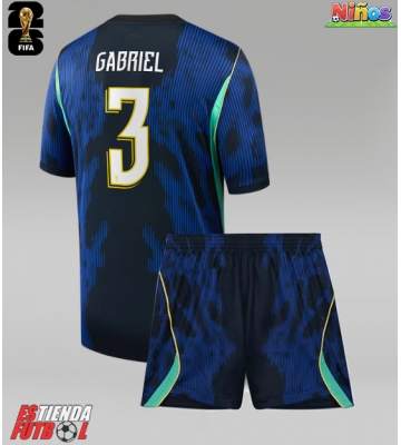 Brasil Gabriel Magalhaes #3 Segunda Equipación Niños Mundial 2026 Manga Corta (+ Pantalones cortos)